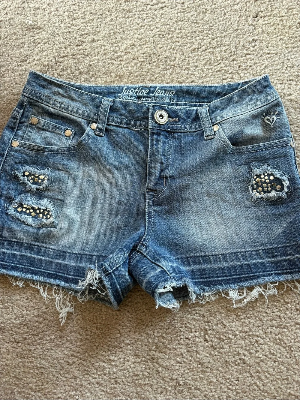 Justice Kids Girls set kit bundle of 2 Jean denim shorts size 14 EUC
